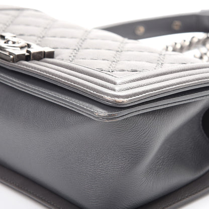 Chanel Calfskin Double Stitch Medium Boy Flap Grey 11 of 12