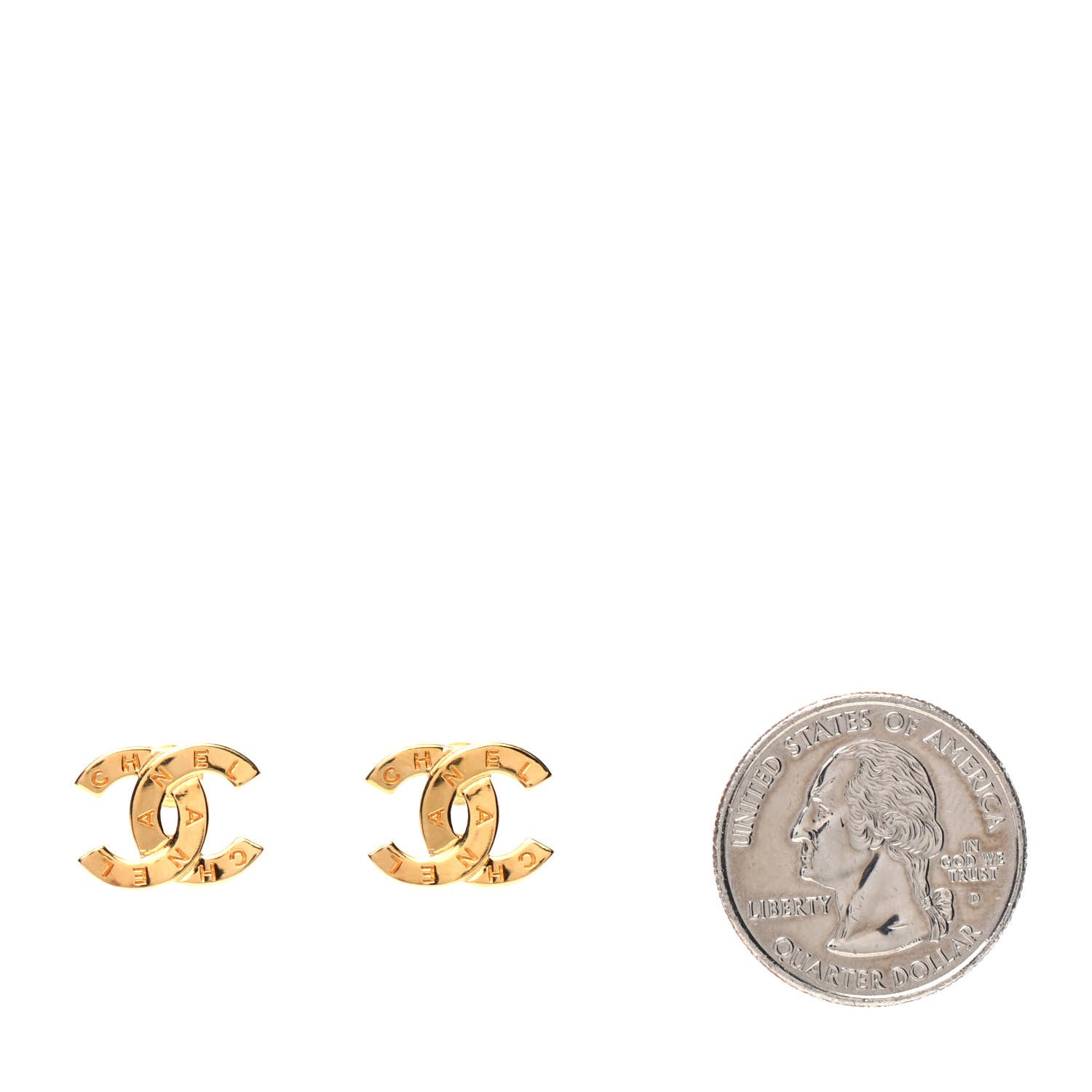 Chanel Metal CC Paris Button Stud Earrings Gold 2 of 5