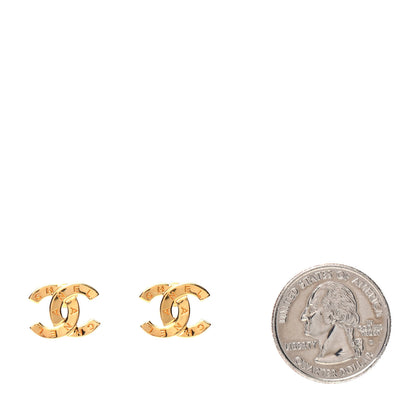 Chanel Metal CC Paris Button Stud Earrings Gold 2 of 5