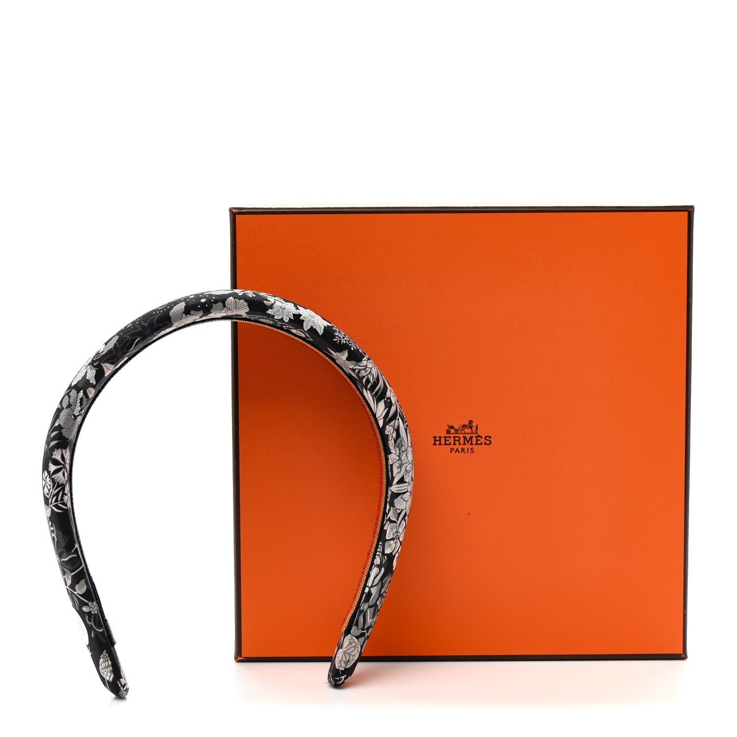 Hermes Silk Twill Gina Bloom Headband Black 6 of 6