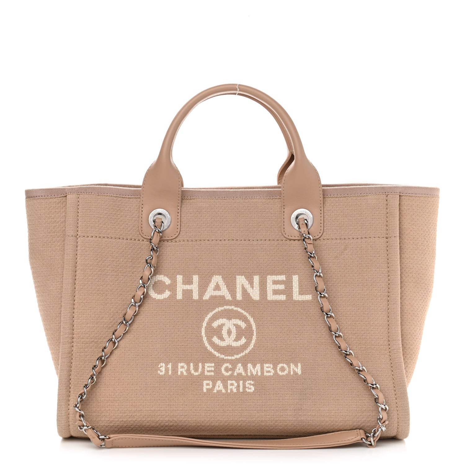 Chanel Mixed Fibers Small Deauville Tote Beige 3 of 16