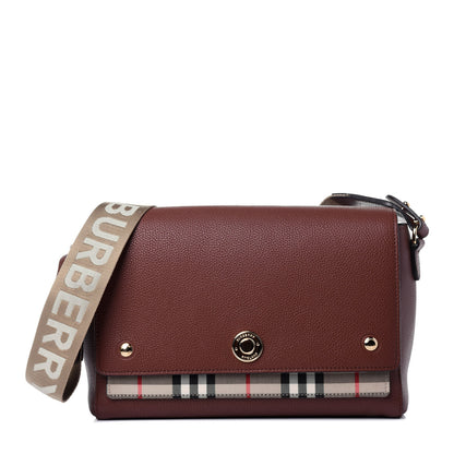 Burberry Calfskin Vintage Check Note Crossbody Bag Tan 1 of 12