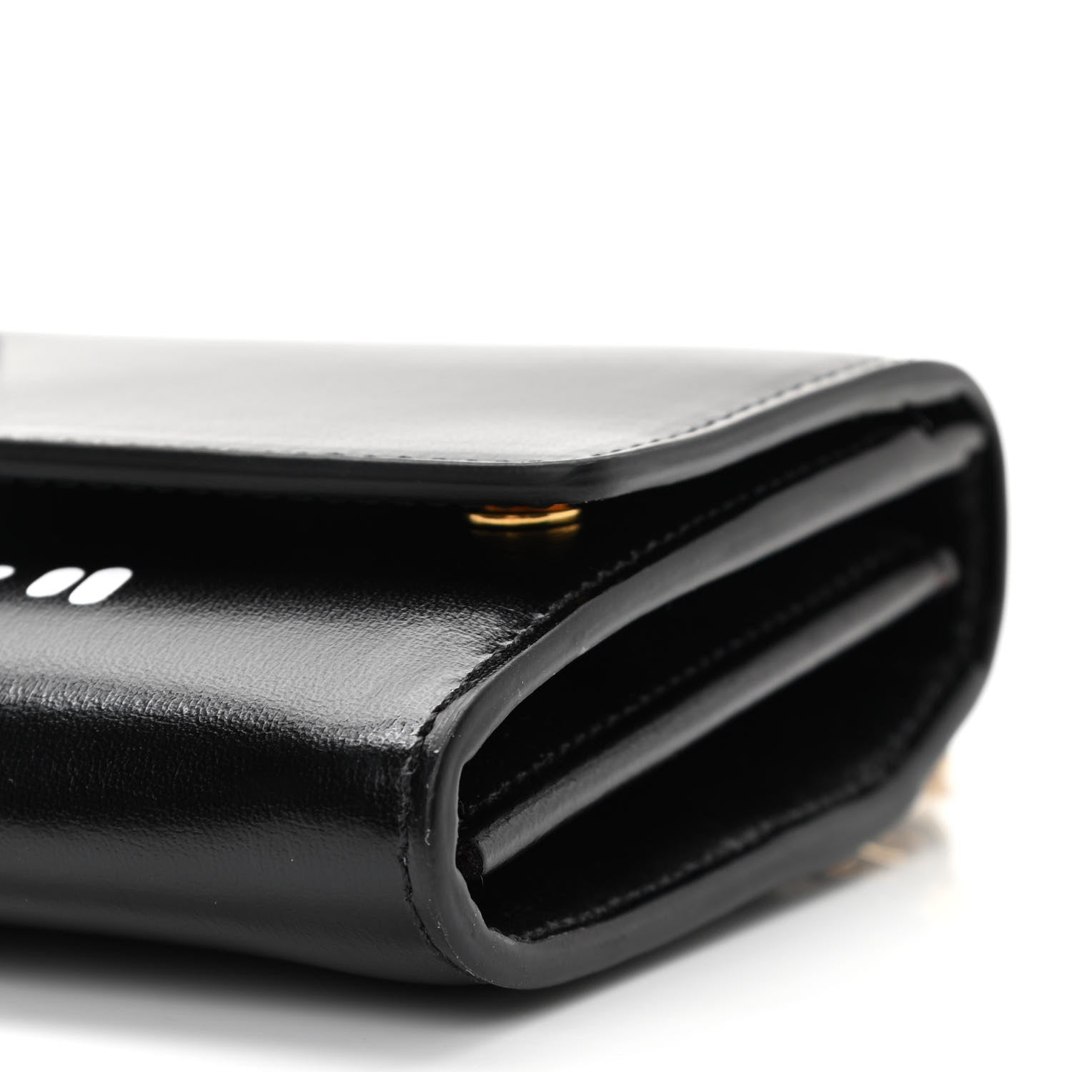 Off-White Calfskin Jitney Logo Flap Wallet On Chain Black 5 of 9