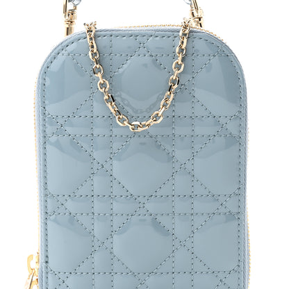 Christian Dior Patent Cannage Lady Dior Phone Holder Cloud Blue 7 of 10
