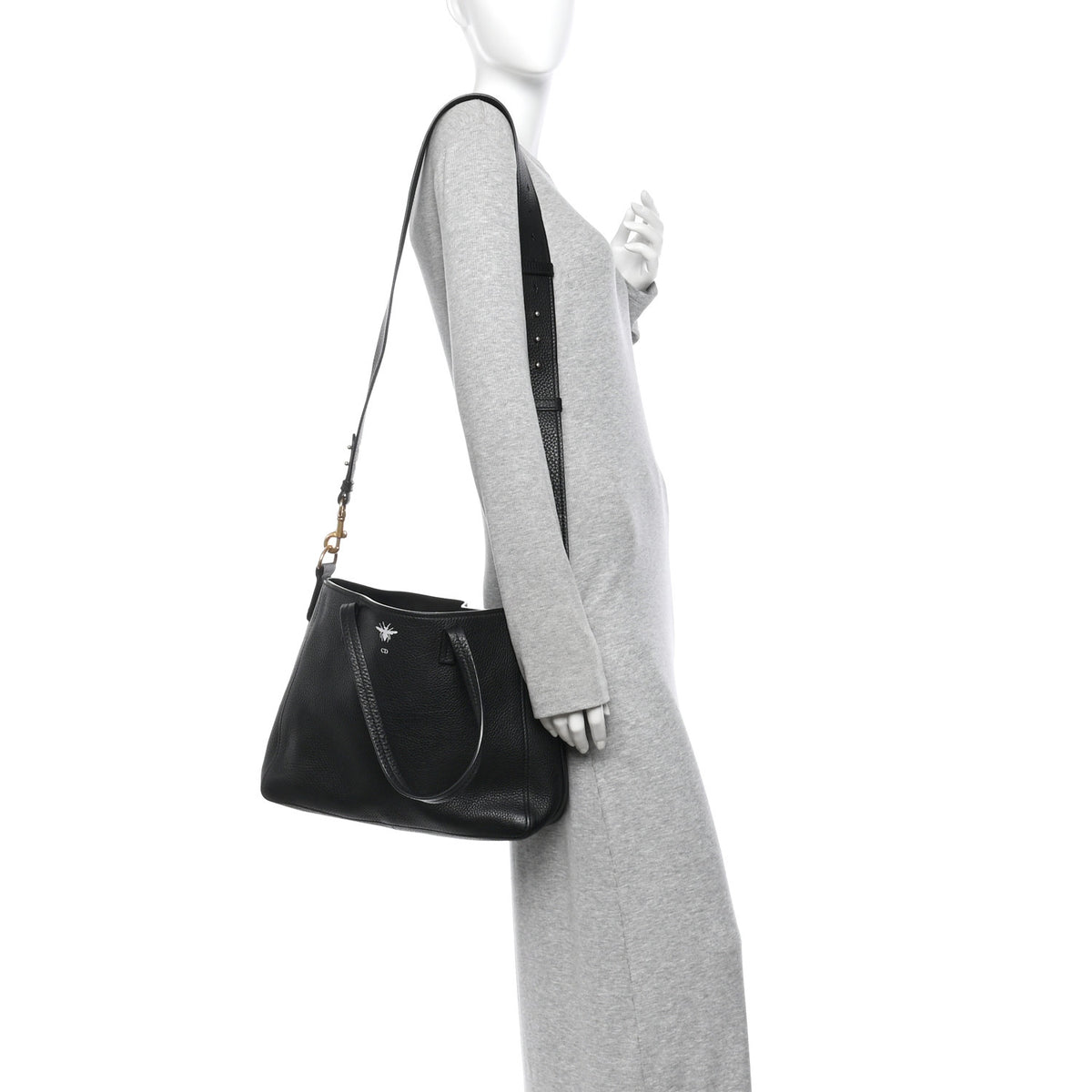 Christian Dior Grained Calfskin D-Bee Shopper Black 2 of 12