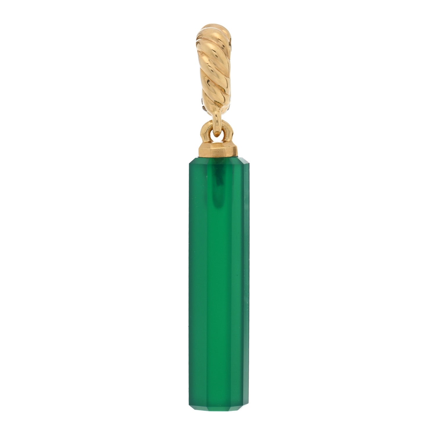 David Yurman 18K Yellow Gold Green Onyx Barrel Amulet Pendant 1 of 3