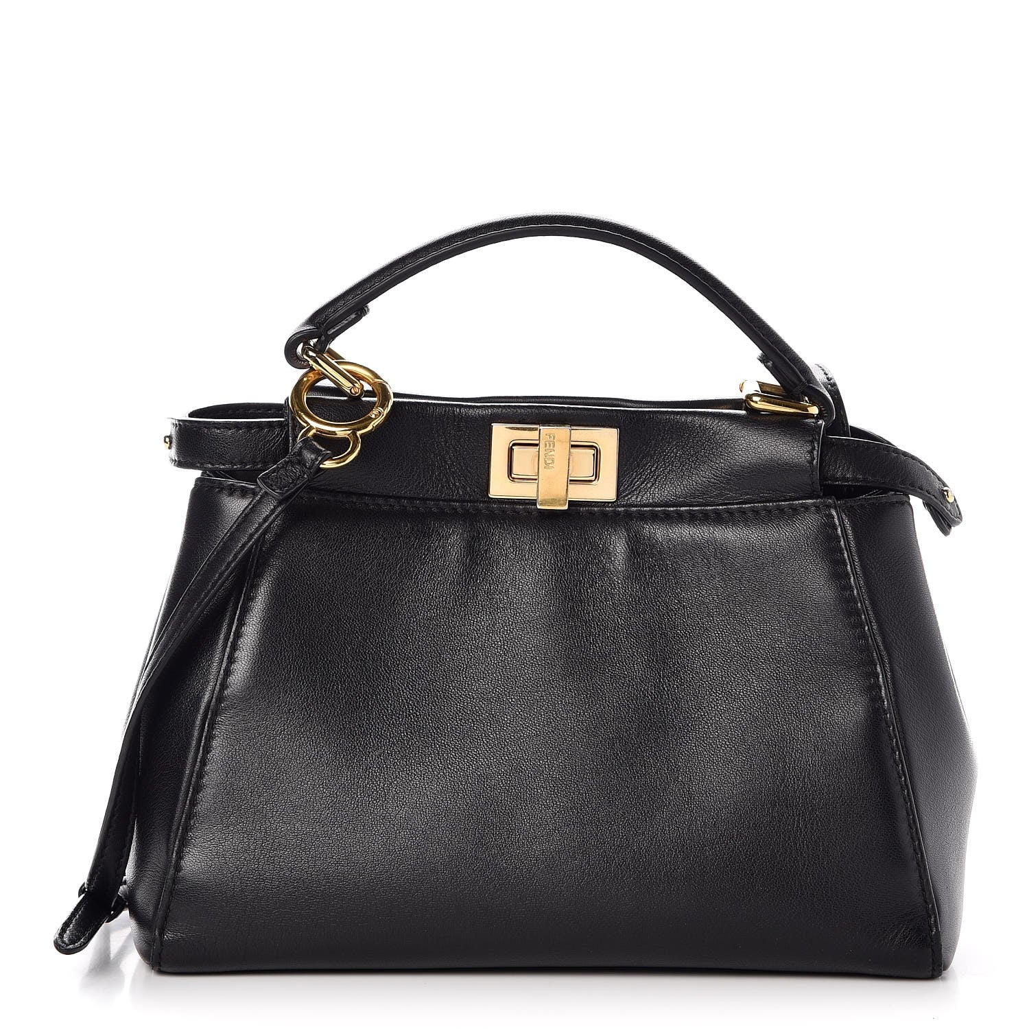 Fendi Nappa Mini Peekaboo Iconic Satchel Black 1 of 9