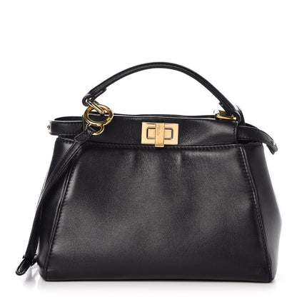 Fendi Nappa Mini Peekaboo Iconic Satchel Black 1 of 9