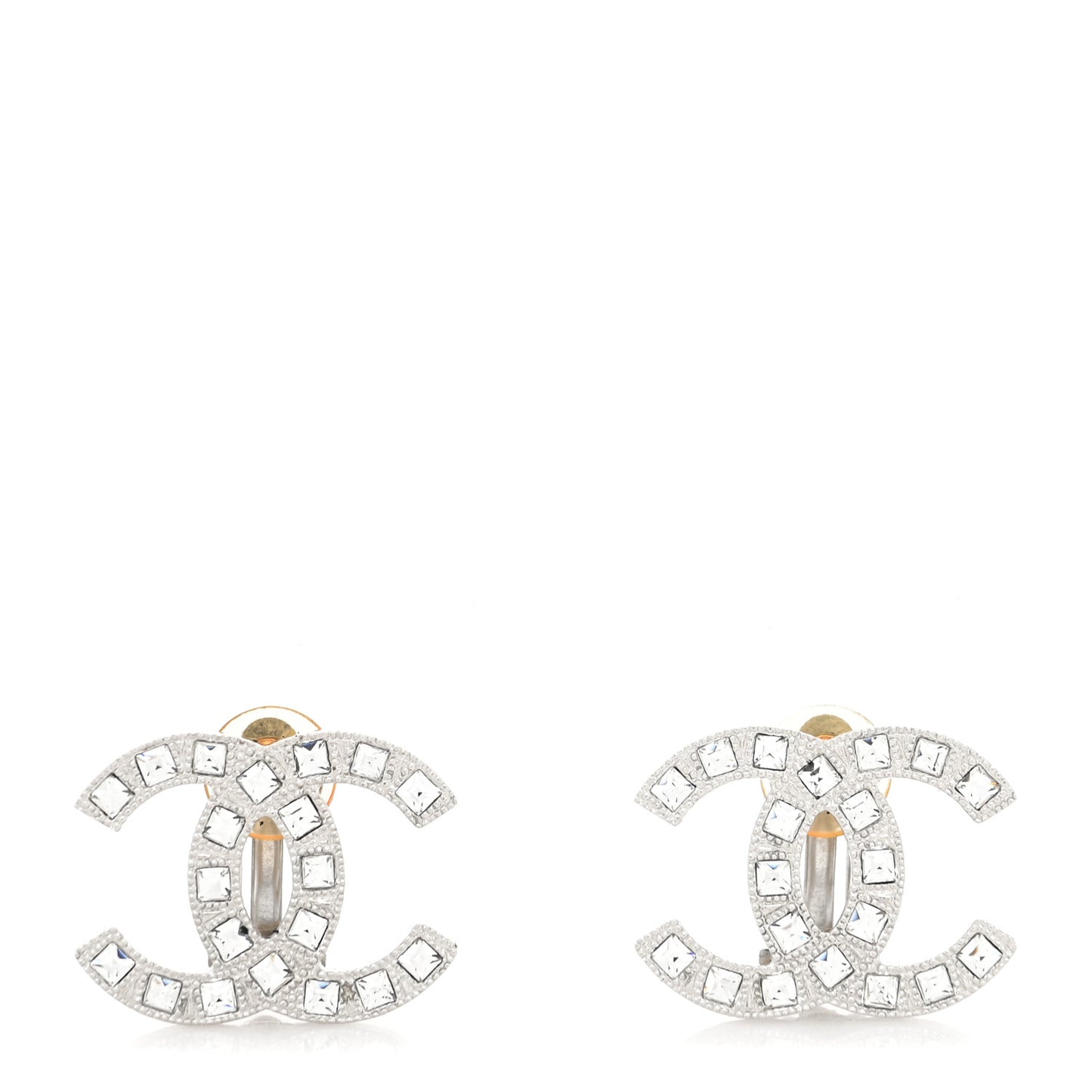 Baguette Crystal CC Earrings Silver