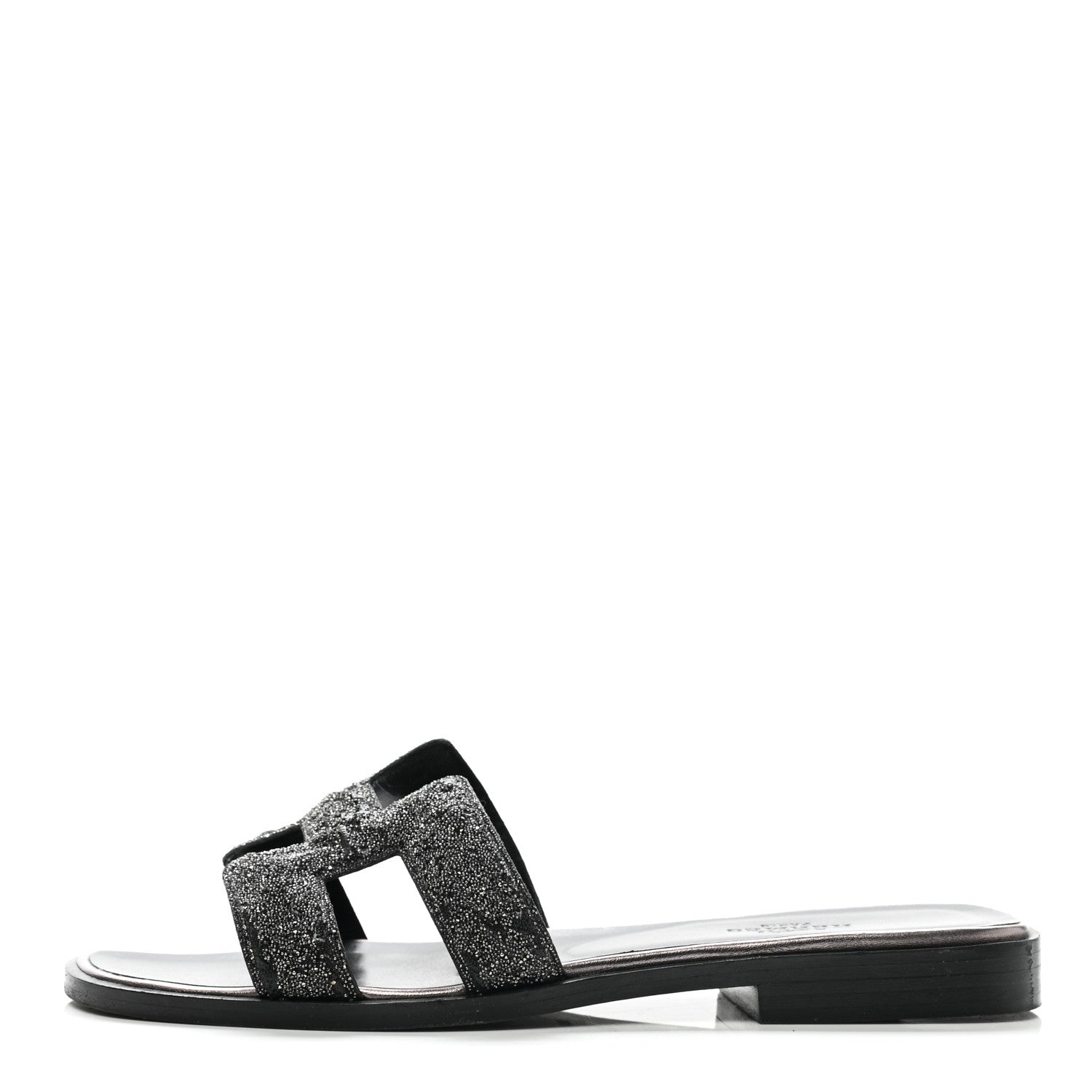 Hermes Goatskin Crystal Oran Sandals 35 Black 1 of 12