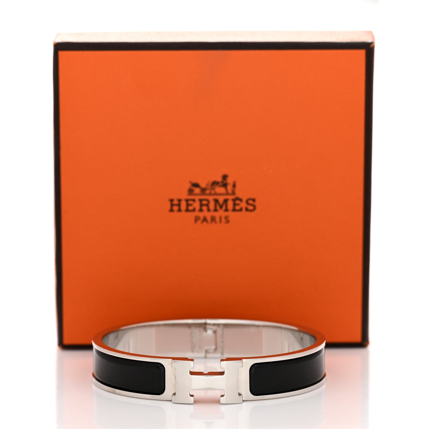 Enamel Narrow Clic Clac H Bracelet GM Black