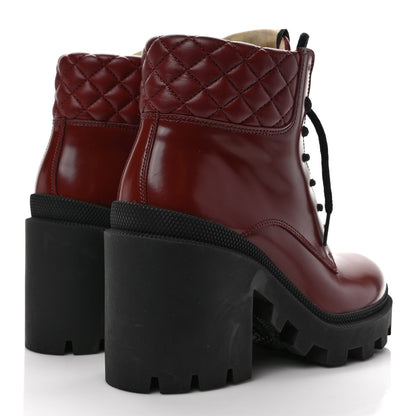 Gucci Magnum Calfskin Nappa Quilted Lace Up Ankle Boots 36.5 Garnet Red 4 of 7
