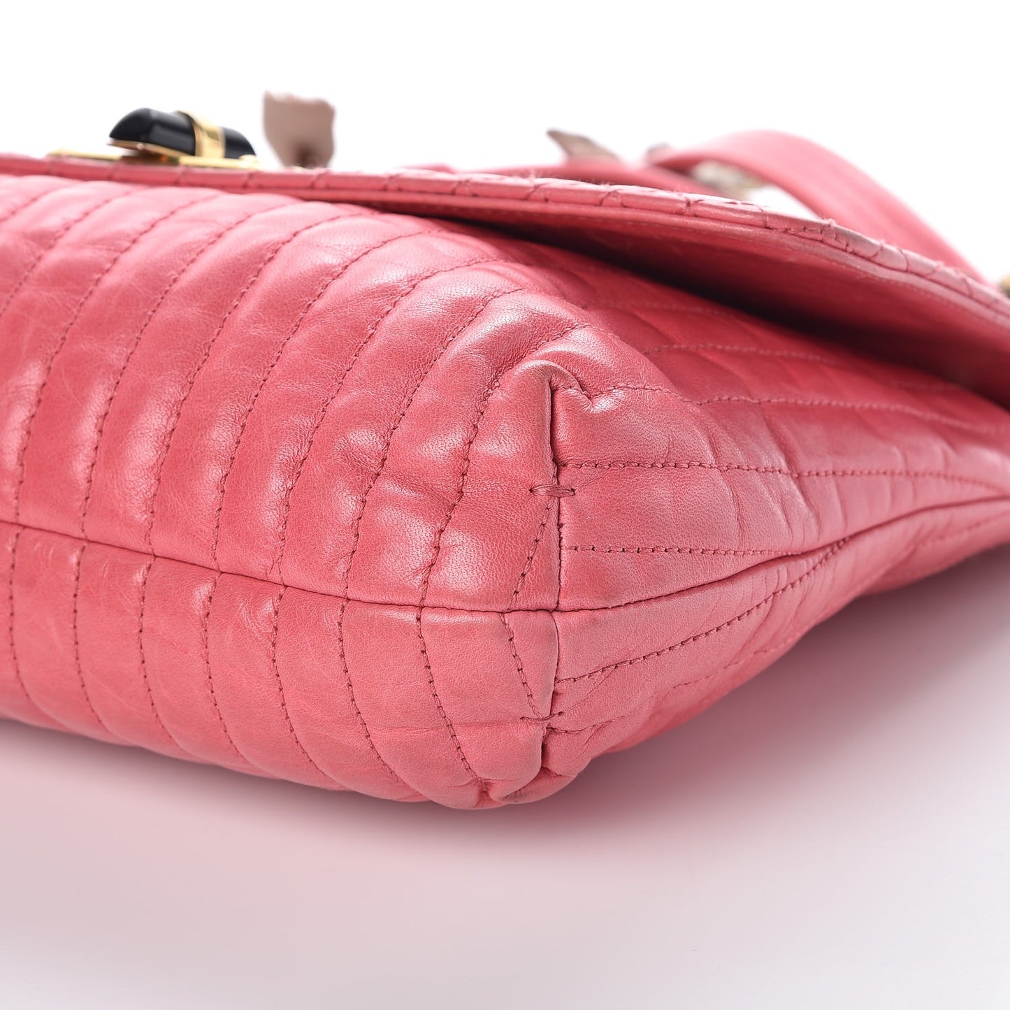 Calfskin Quilted Large Happy Shoulder Bag Rose