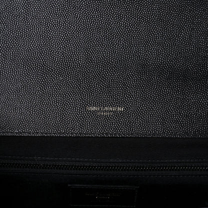 Saint Laurent Grain De Poudre Textured Mixed Matelasse Large Triquilt Monogram Monochrome Satchel Black 6 of 10