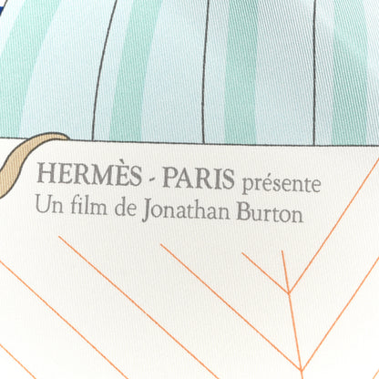 Hermes Silk Mystere Au 24 Faubourg Scarf 90 Gris Perle Vert Jaune 4 of 4