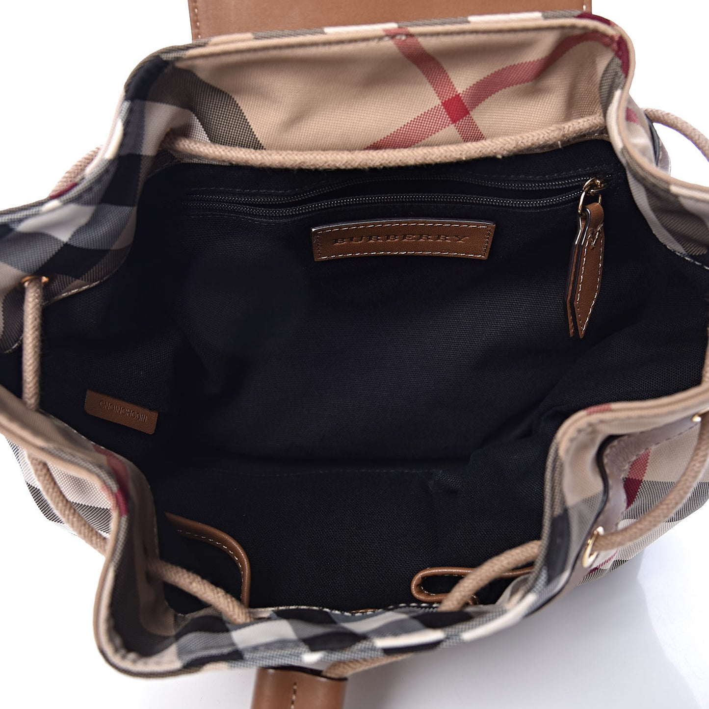 Nylon Calfskin Nova Check Backpack Brown
