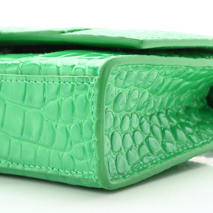 Balenciaga Shiny Calfskin Crocodile Embossed Hourglass Chain Bag Vivid Green 9 of 9