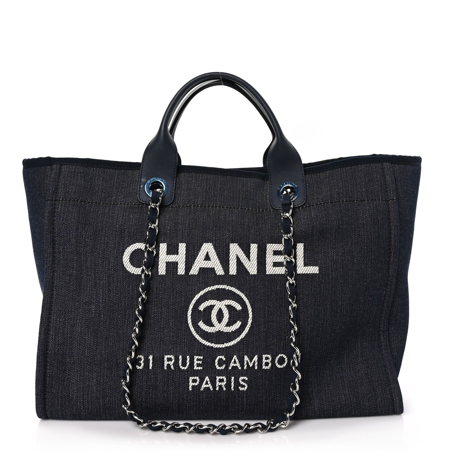 Chanel Denim Medium Deauville Tote Dark Blue 1 of 10