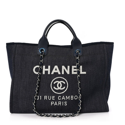 Chanel Denim Medium Deauville Tote Dark Blue 1 of 10