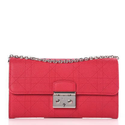 Christian Dior Grained Calfskin Cannage Miss Dior Chain Wallet Fuchsia 1 of 8