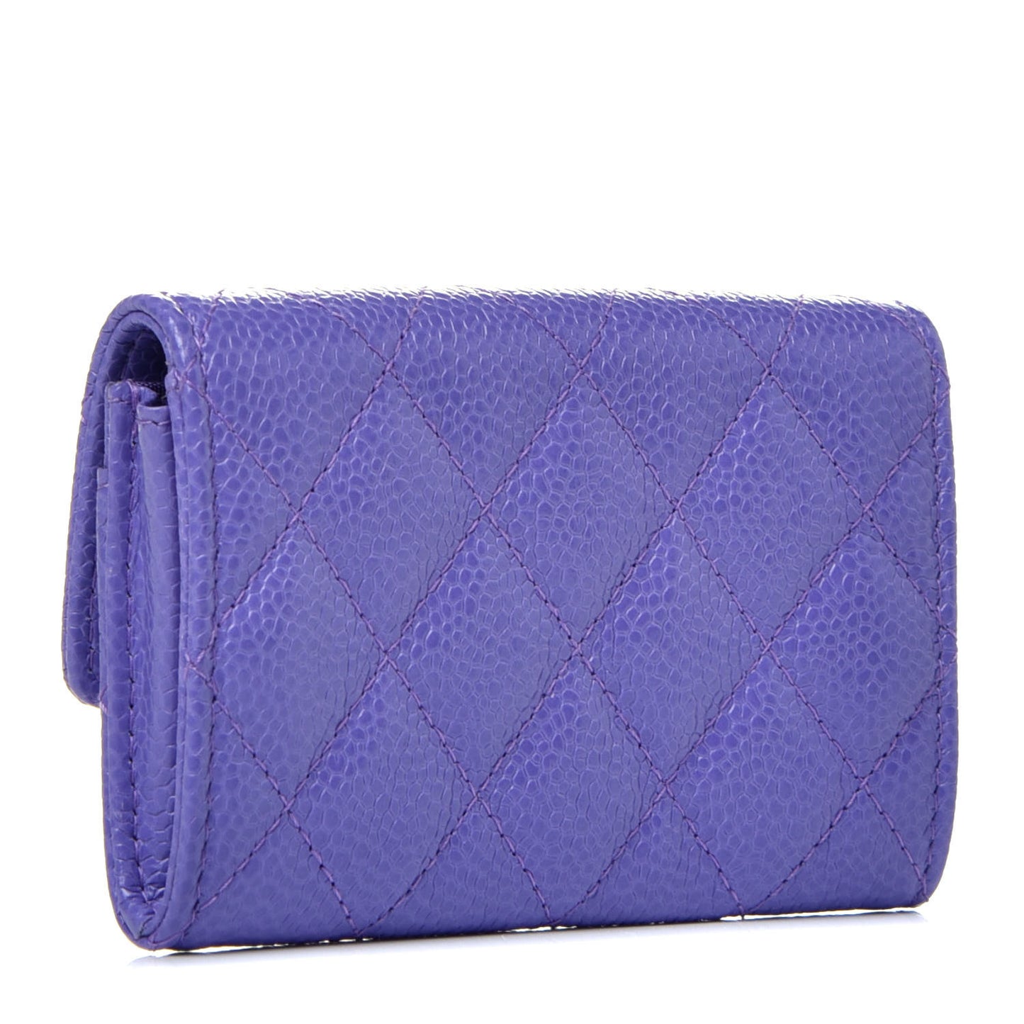 Caviar Quilted Incognito Flap Card Holder Purple