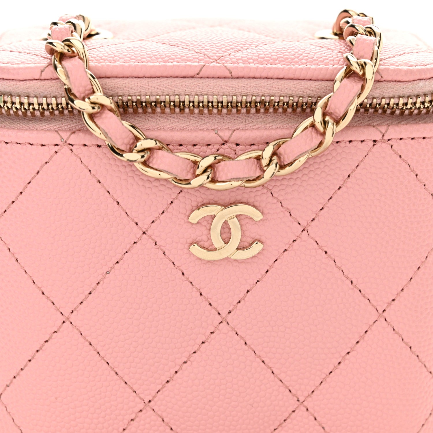 Chanel Caviar Quilted Mini Vanity Case With Chain Light Pink 8 of 10
