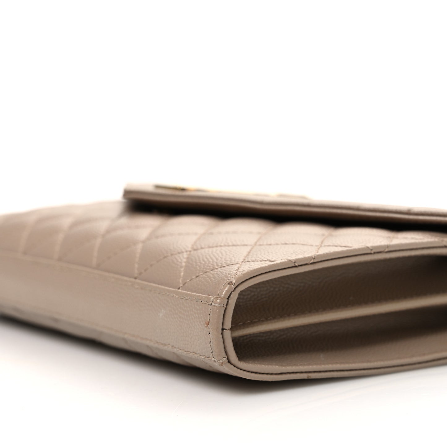 Grain De Poudre Mixed Matelasse Triquilt Monogram Chain Wallet Dark Beige