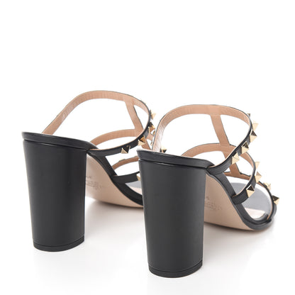 Valentino Garavani Calfskin Rockstud 90mm Caged Slide Sandals 39 Black 4 of 9