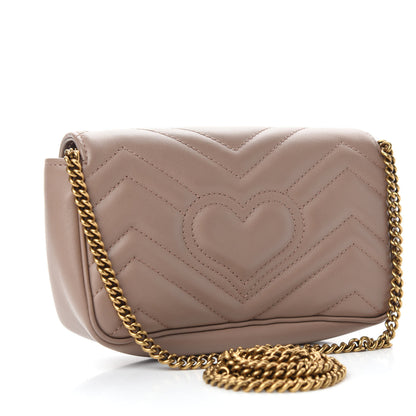 Gucci Calfskin Matelasse Super Mini GG Marmont Shoulder Bag Porcelain Rose 3 of 12