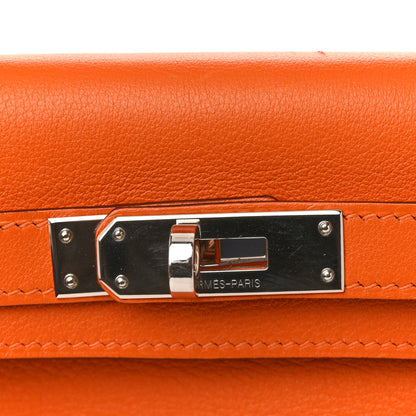 Hermes Evergrain Kelly Longue Clutch Pochette Orange 10 of 12