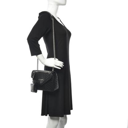 Prada Soft Calf Impunture Diagramme Flap Black 2 of 9