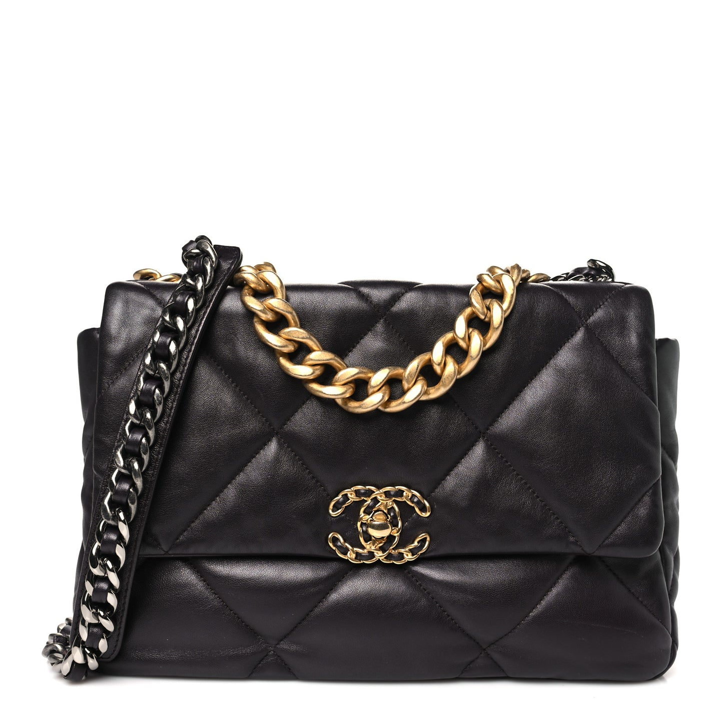 Lambskin Quilted Large Chanel 19 Flap Dark Brown