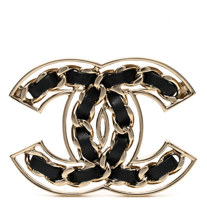 Chanel Lambskin Chain CC Brooch Black Gold 1 of 5