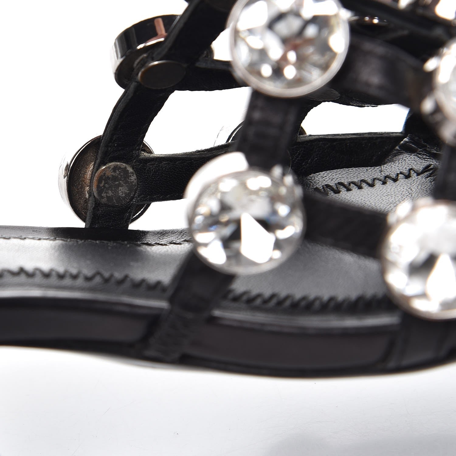 Alexander Wang Calfskin Crystal Embellished Amelia Cut Out Sandals 35 Black 10 of 11