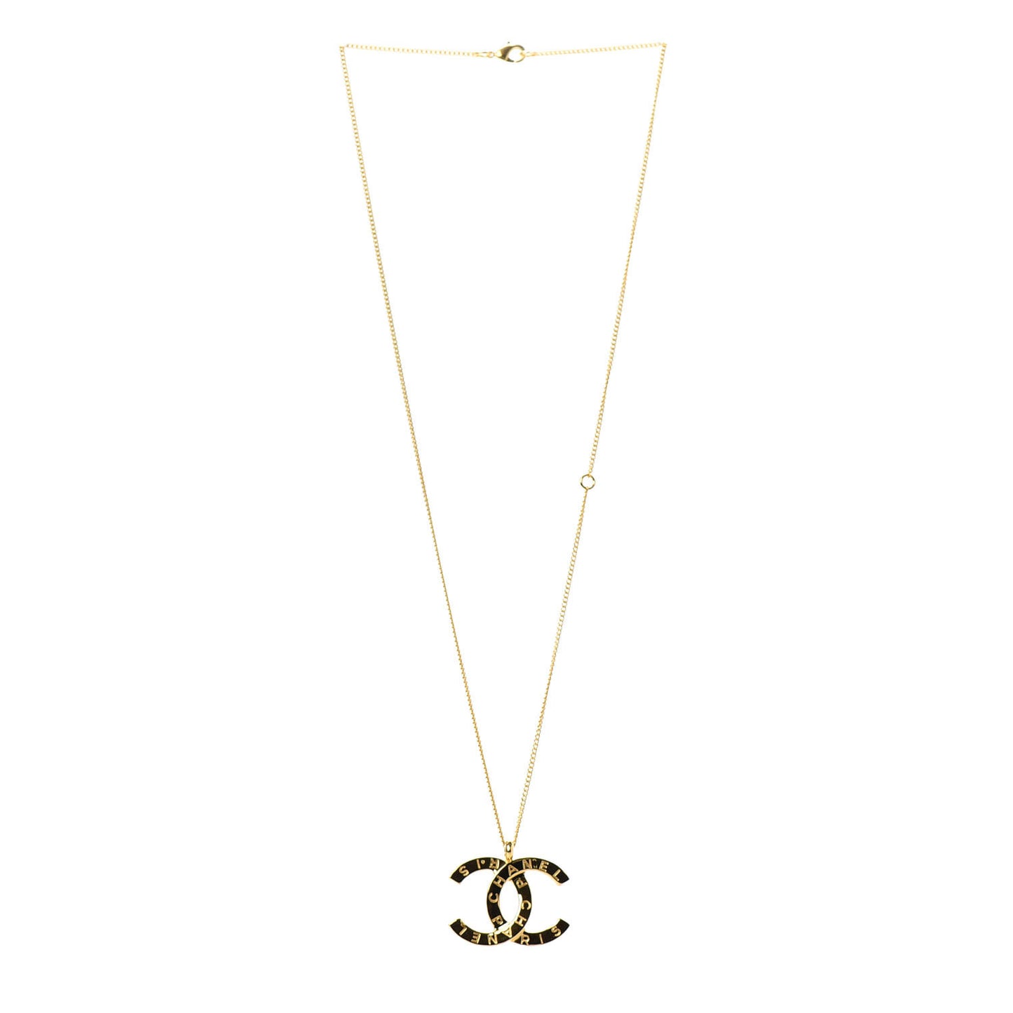 Metal CC Paris Button Necklace Gold