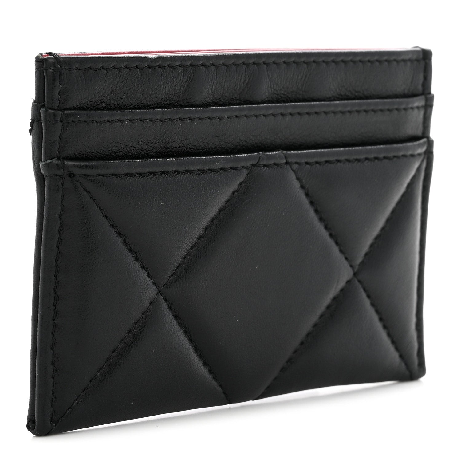 Chanel Lambskin Quilted Chanel 19 Card Holder Black 3 of 10