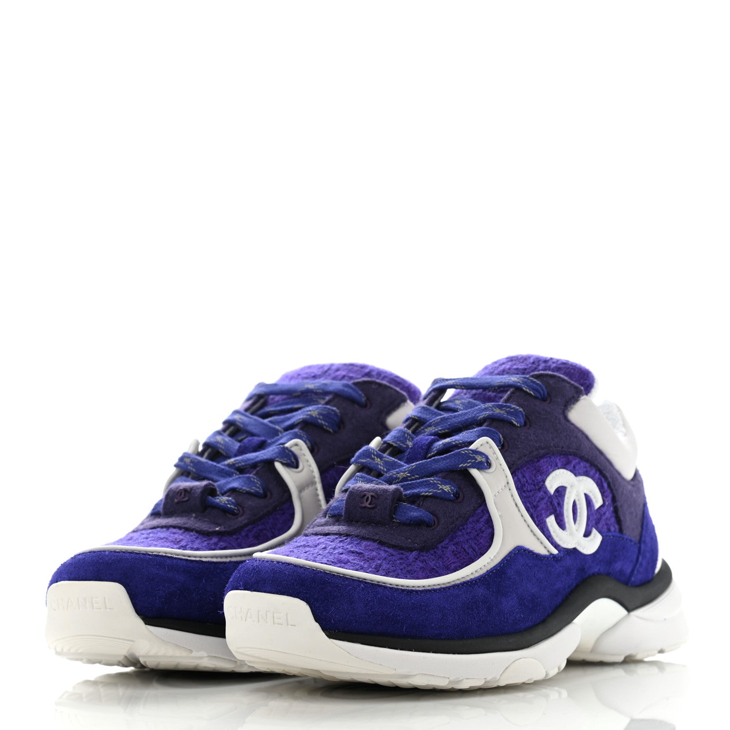Chanel Suede Tweed Felt CC Sneakers 37 Purple 3 of 8