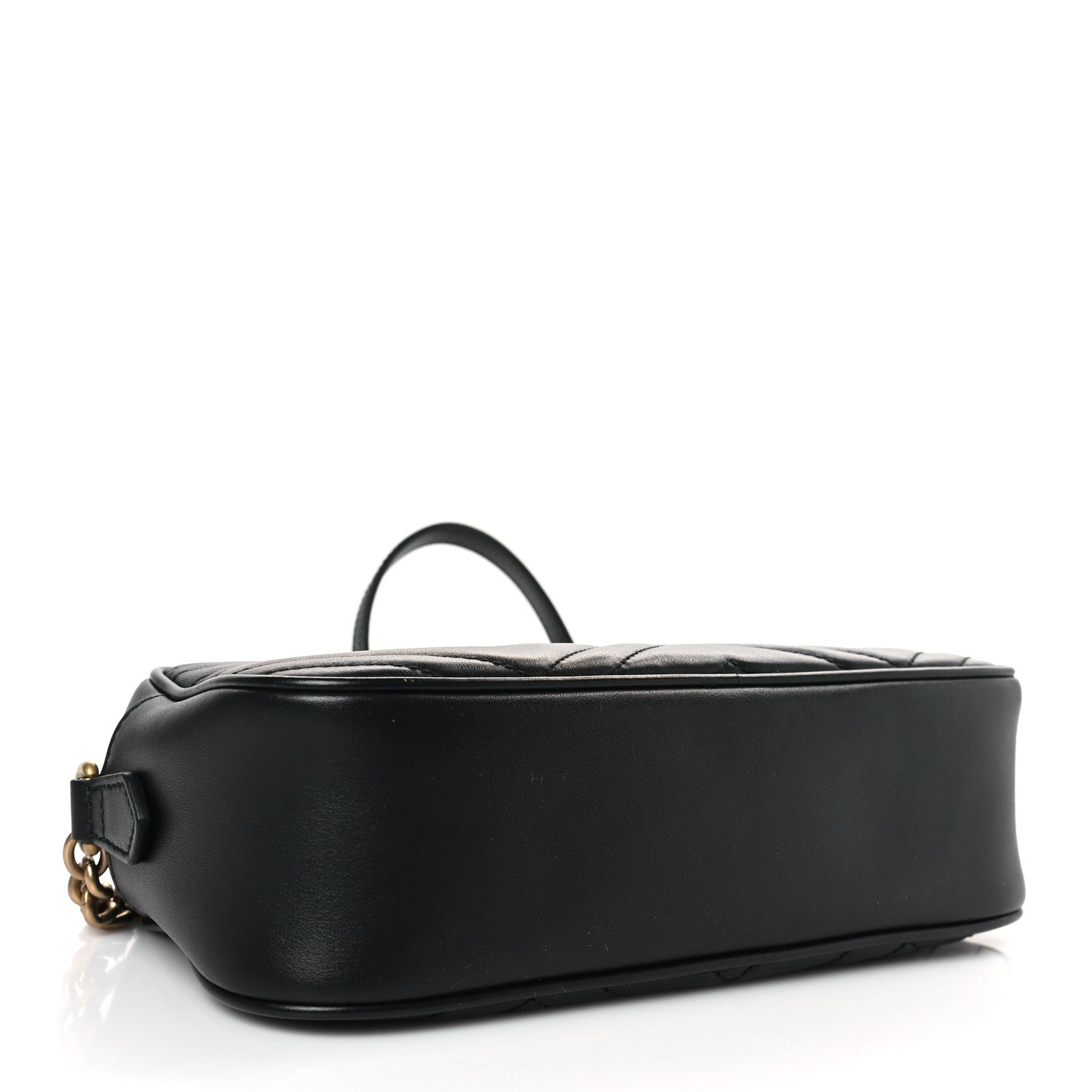 Gucci Calfskin Matelasse Small GG Marmont Chain Shoulder Bag Black 4 of 9