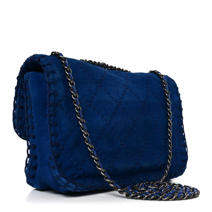 Chanel Suede Quilted Whipstitch Mini Flap Blue 3 of 10