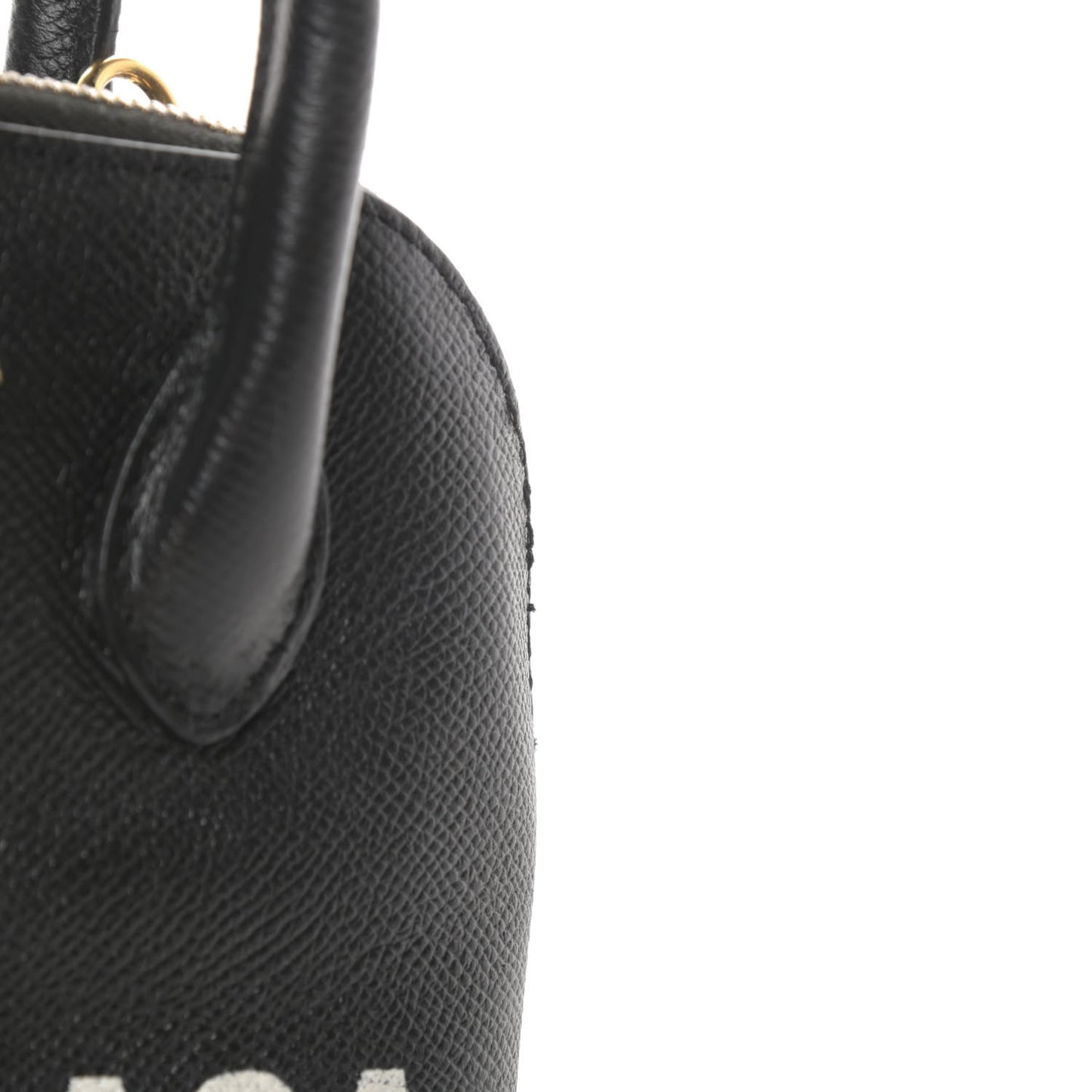 Signature Grained Calfskin XXS Ville Top Handle Bag Black White