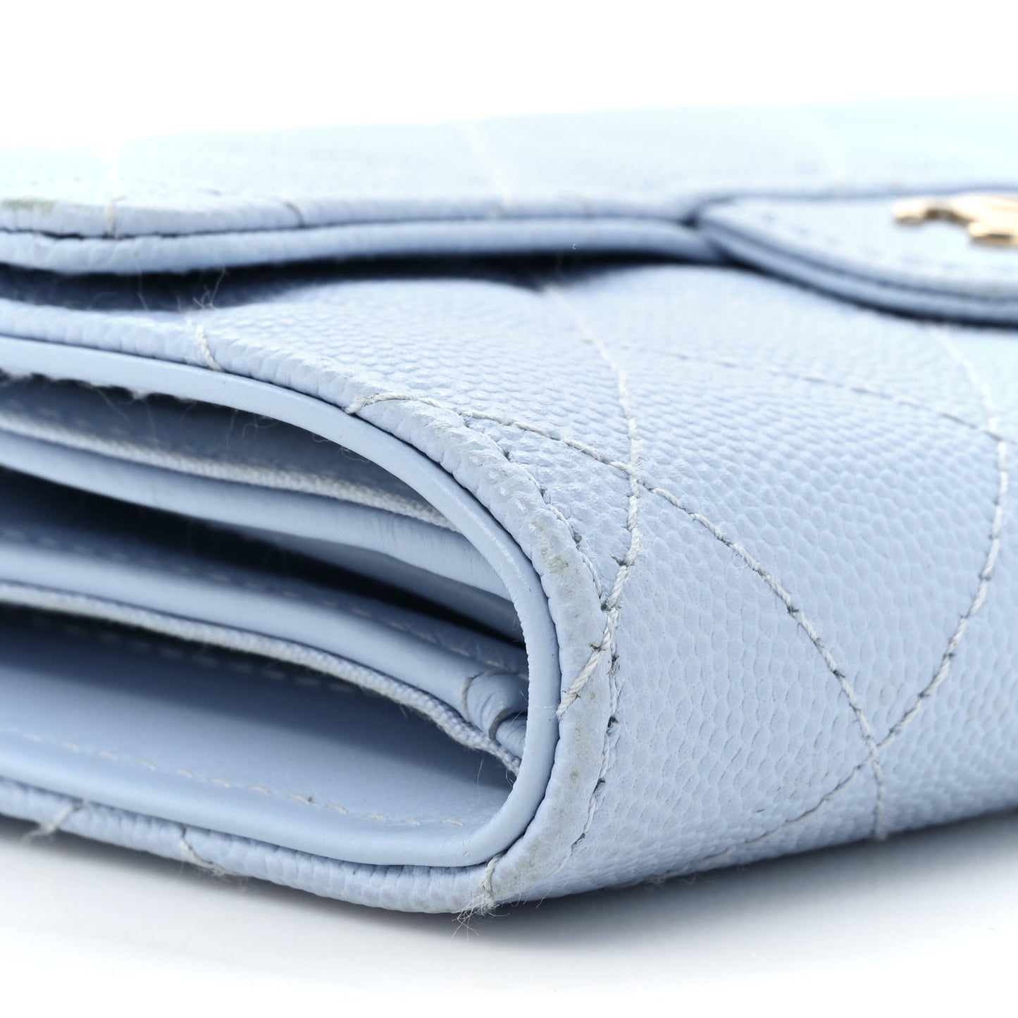Caviar Quilted Medium Flap Wallet Light Blue