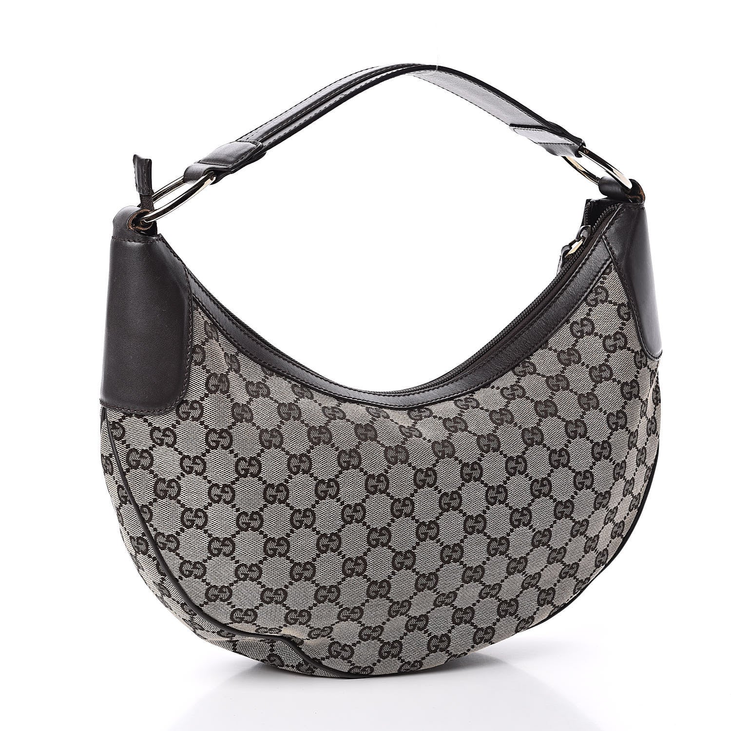 Gucci Monogram Half Moon Hobo Dark Brown 3 of 12