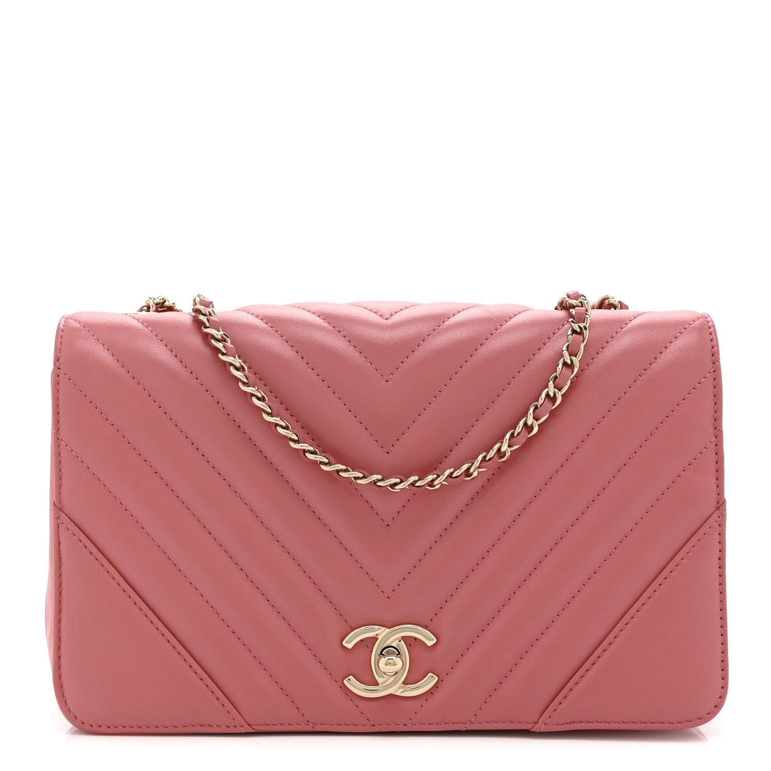 Chanel Calfskin Chevron Quilted Small Statement Flap Pink 1 of 10