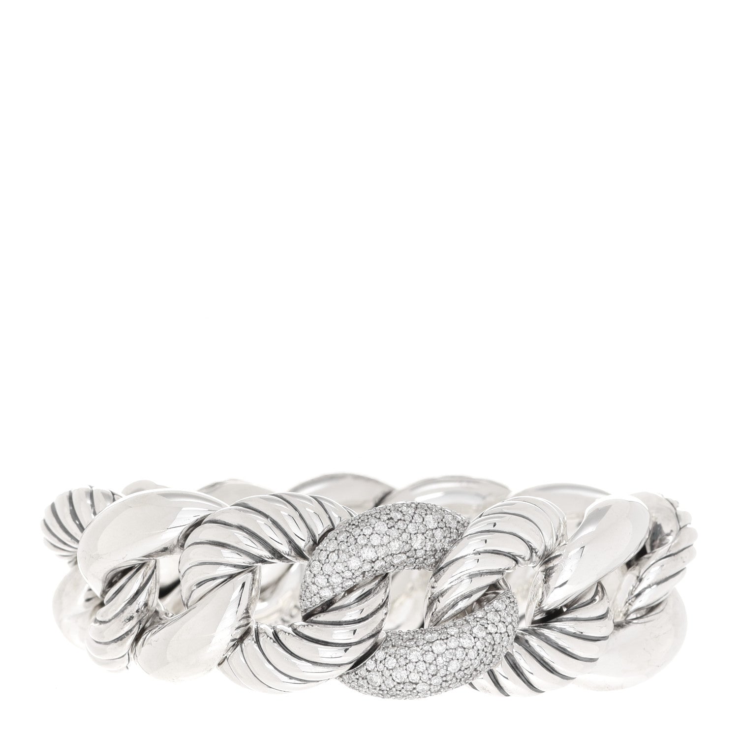 David Yurman Sterling Silver Diamond Extra Large Belmont Curb Link Bracelet 1 of 5