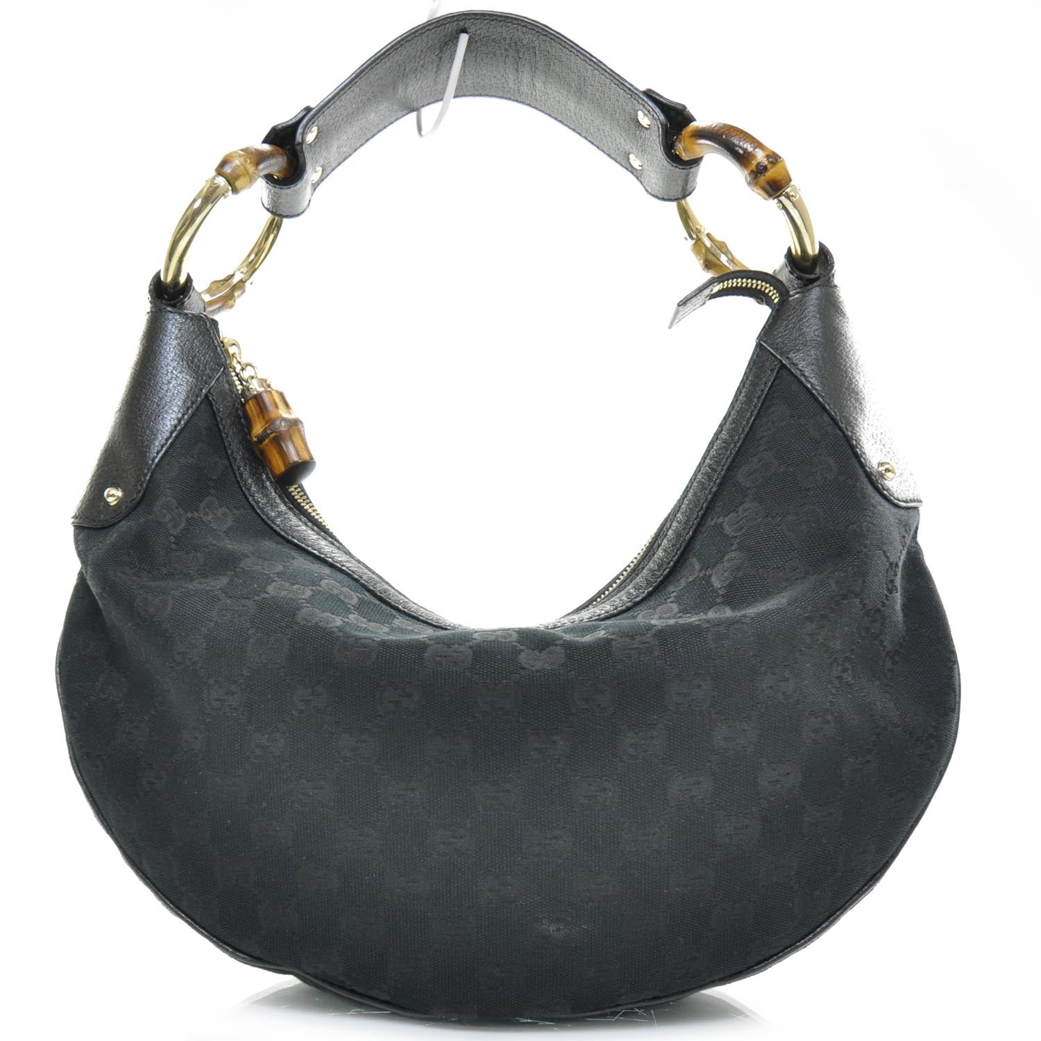 Gucci Monogram Bamboo Ring Hobo Black 1 of 9