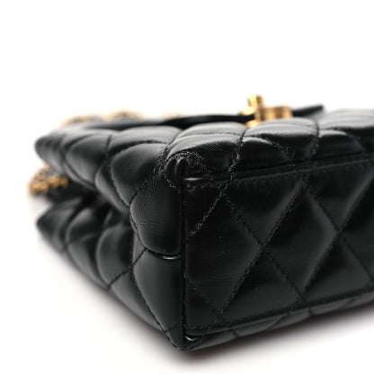 Chanel Shiny Aged Calfskin Quilted Nano Kelly Shopper Black 9 of 11