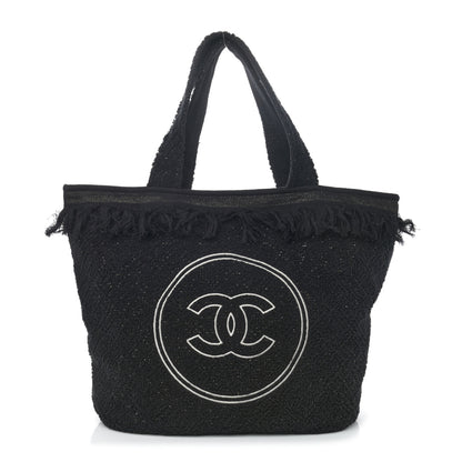 Chanel Terry Cotton CC Beach Tote Towel Set Black 3 of 12