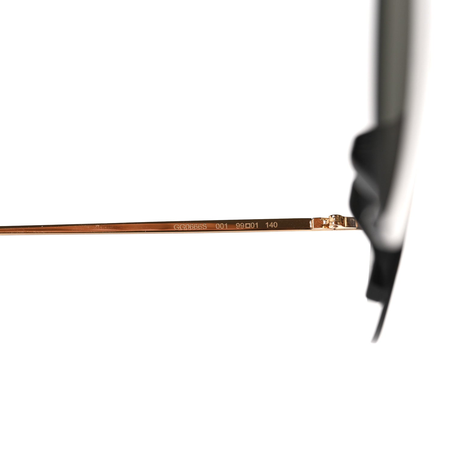 Gucci Metal Rimless Star Studded 90mm Cat Eye GG0666S Sunglasses Black Gold 6 of 7
