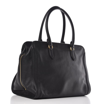 Alexander McQueen Pebbled Calfskin Large Skull Padlock Zip Around Tote Black 3 of 8