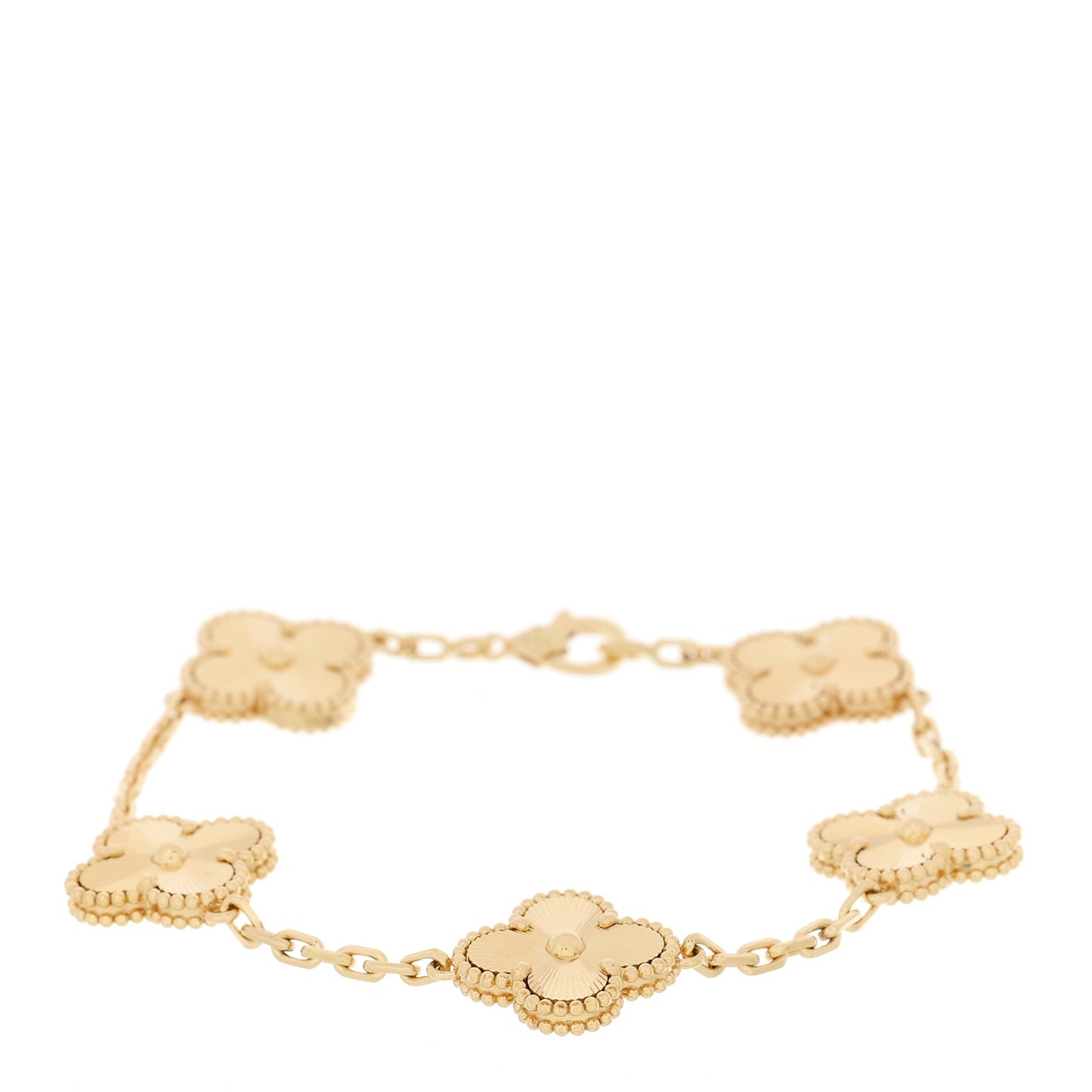 18K Yellow Gold 5 Motifs Guilloche Vintage Alhambra Bracelet